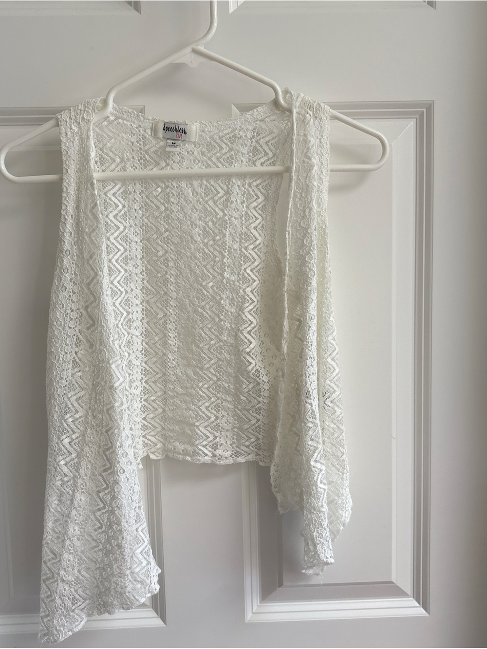 Speechless White Crochet Open-Front Tunic Vest